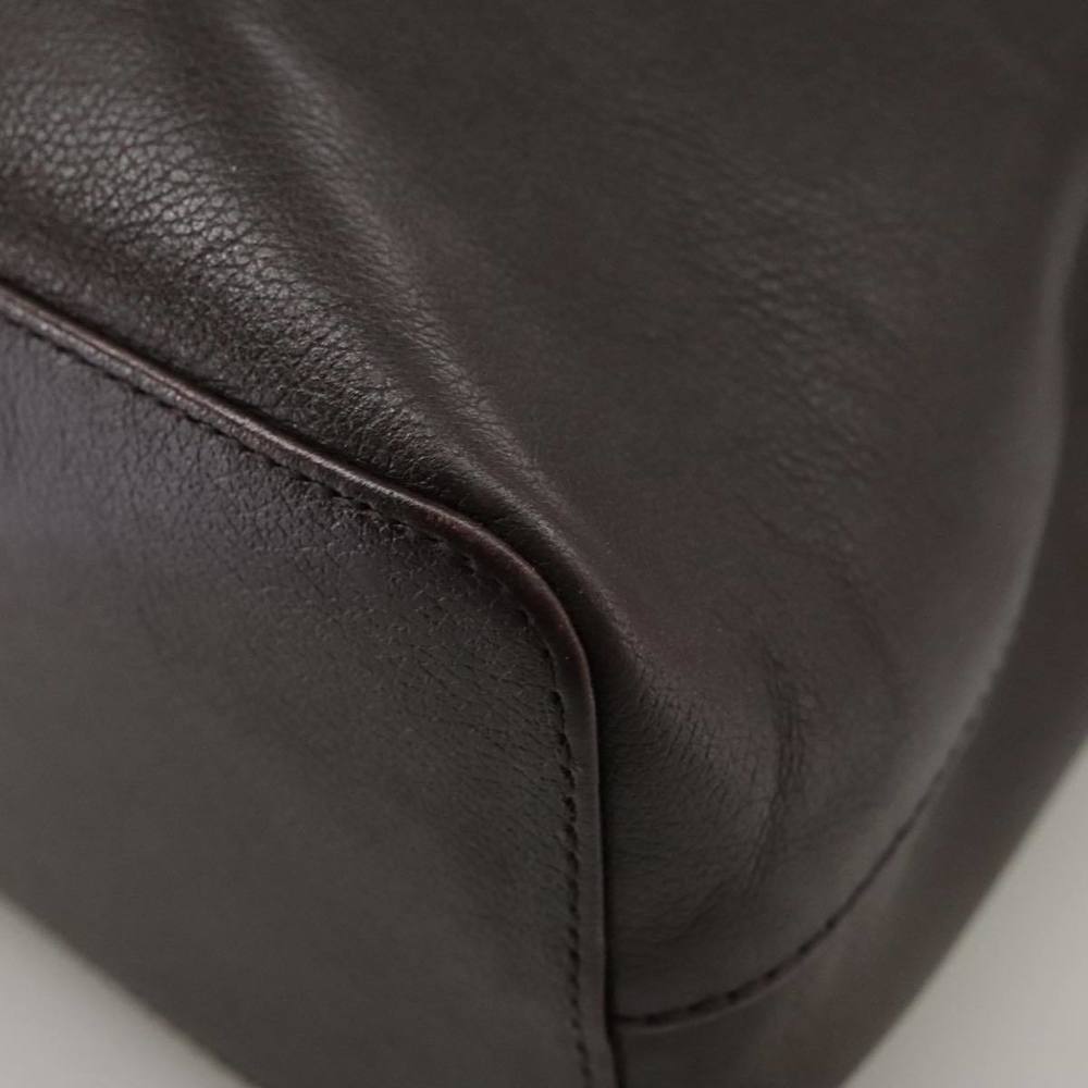 BURBERRY Tote Bag Leather Brown Gold Auth hk1954 - Picture 13 of 16